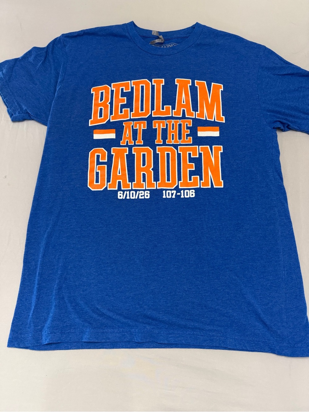 Bedlam at the Garden Graphic Tee - Blue with Orange Print